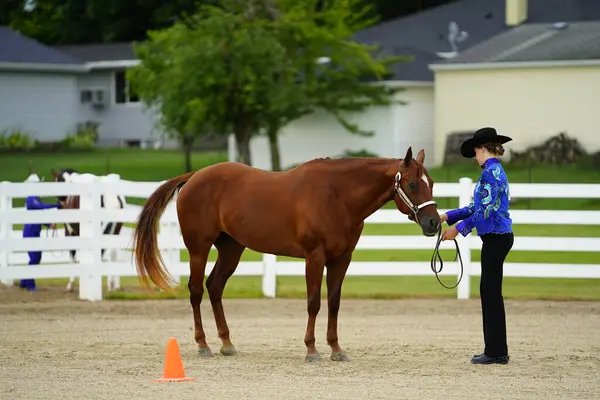 Fond Lac Wisconsin July 2019 Young Girl Horse Horse Show — 图库照片