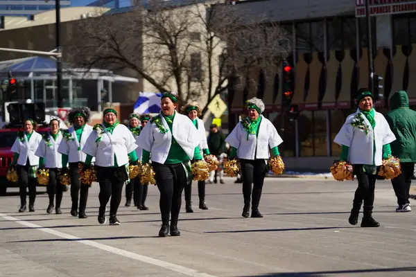 stock image Milwaukee, Wisconsin USA - March 12th, 2022: Dancing Grannies danced around during St. Patrick's Day Irish parade celebration.