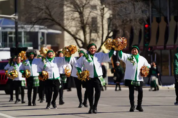 stock image Milwaukee, Wisconsin USA - March 12th, 2022: Dancing Grannies danced around during St. Patrick's Day Irish parade celebration.