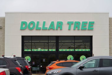 Fond du Lac, Wisconsin USA - March 14th, 2024: Dollar Tree store logo sign on a building. clipart