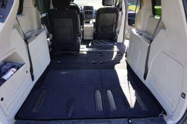 Fond du Lac, Wisconsin USA - May 4th, 2024: Interior of a 2012 Dodge Grand Caravan.