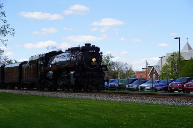 Tomah, Wisconsin USA - May 5th, 2024: Canadian Pacific 2816 Empress locomotive steam train engine traveled through Wisconsin during the Final Spike event.