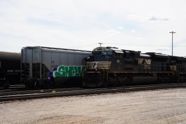 Tomah, Wisconsin USA - May 5th, 2024: Canadian Pacific 2816 Empress locomotive steam train engine traveled through Wisconsin during the Final Spike event.