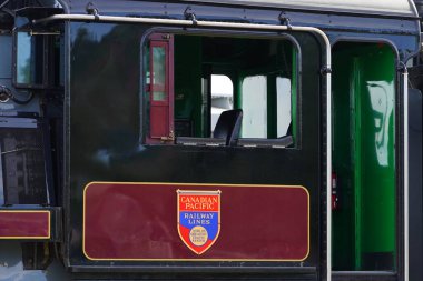 Tomah, Wisconsin USA - May 5th, 2024: Canadian Pacific 2816 Empress locomotive steam train engine traveled through Wisconsin during the Final Spike event.