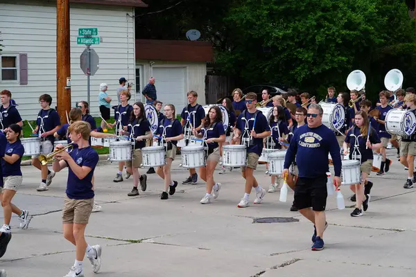 stock image Appleton, Wisconsin USA - June 8th, 2024: High school marching band marched through the Flag Day Parade.