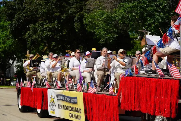 stock image Appleton, Wisconsin USA - June 7th, 2024: Many community members came out to be a spectator to watch Flag Day parade marching downtown in the city.