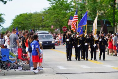 Sheboygan, Wisconsin ABD - 4 Temmuz 2024: 4 Temmuz bayramı boyunca Özgürlük Festivali geçidi.