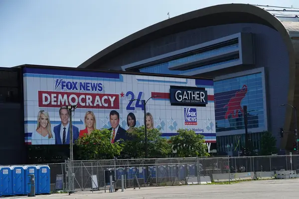 stock image Milwaukee, Wisconsin USA - July 12th, 2024: Fiserv Forum is being used to hold the 2024 RNC, Republic National Convention.