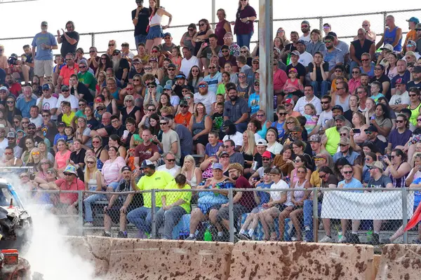 stock image Fond du Lac, Wisconsin USA - July 21st, 2024: Hollywood Motorsports Entertainment held their annual paws for the cause demolition derby car wrecking at Fond du Lac county fair.