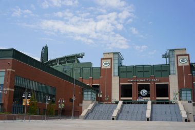 Green Bay, Wisconsin ABD - 4 Ağustos 2024: NFL Green Bay Packers Lambeau Saha Girişi.