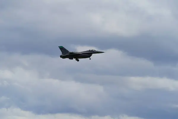 stock image Camp Douglas, Wisconsin USA - August 9th, 2024: United States Air Force fighter jets F-35 and F-16 took off and landed at Volk Air Field during the Northern Lighting Combat training exercise.