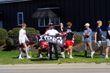 Prairie du Chien, Wisconsin USA - September 28th, 2024: Donald Trump and JD Vance Supporters came out to a campaign rally to support their presidential candidate. clipart