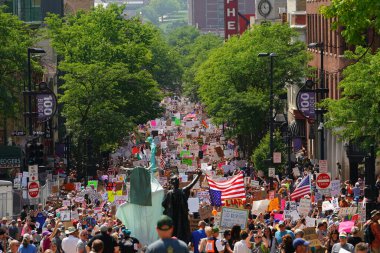 Madison, Wisconsin ABD - 14 Haziran 2025: Protestocular, Krallar Yok etkinliği sırasında protesto için bir araya geldi.