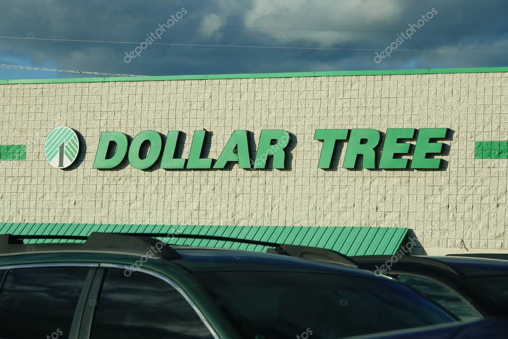 Fond du Lac, Wisconsin USA - May 22nd, 2025: Dollar Tree store logo sign on a building.