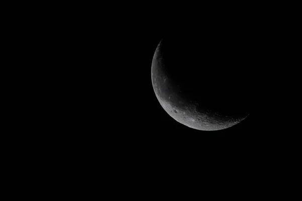 Primo Piano Della Luna Crescente Calante — Foto Stock