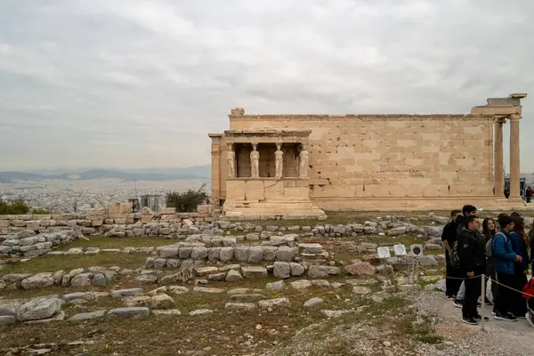 Viele Touristen Besuchen Die Akropolis Athen — Stockfoto