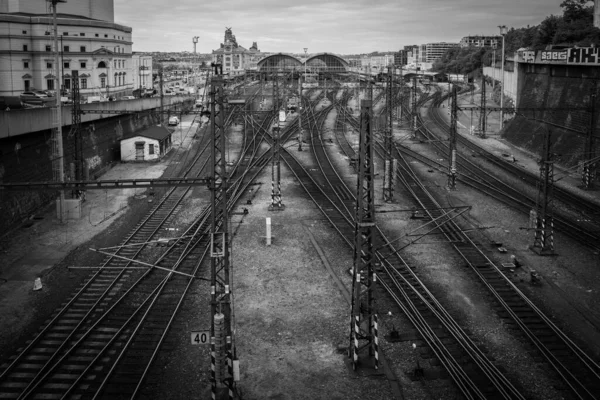 Muchas Pistas Conducen Estación Principal Praga — Foto de Stock