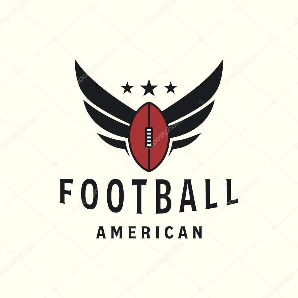 Vector american football vintage style logo with swing template illustration design