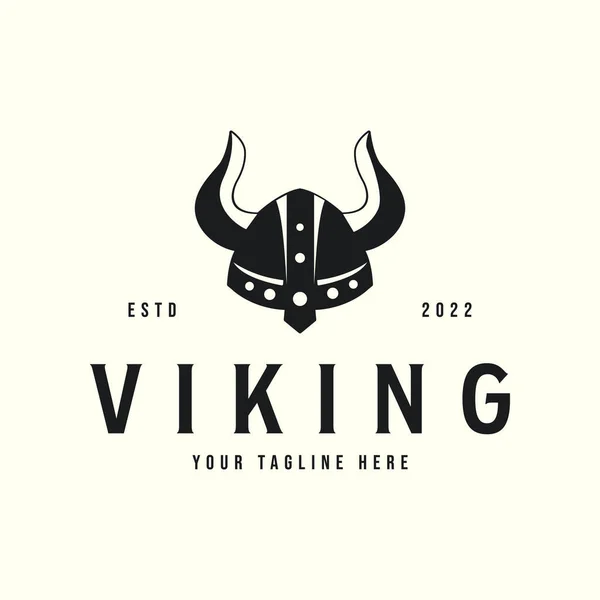 Casco Vikingo Estilo Vintage Logotipo Vector Plantilla Ilustración Diseño — Vector de stock