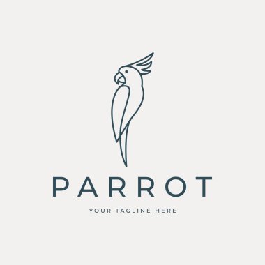 parrot bird logo line art vector template illustration design