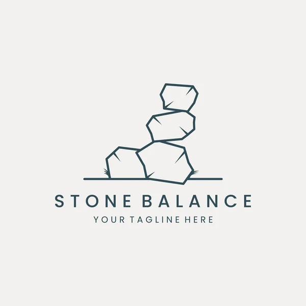 Stone Line Art Logo Vector Template Illustration Design Icon Zen — Stockvektor