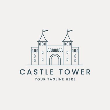 kale kulesi çizgisi logo vektör şablonu çizim tasarımı