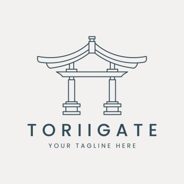 logo torii kapı çizgisi sanat vektörü illüstrasyon şablonu tasarımı