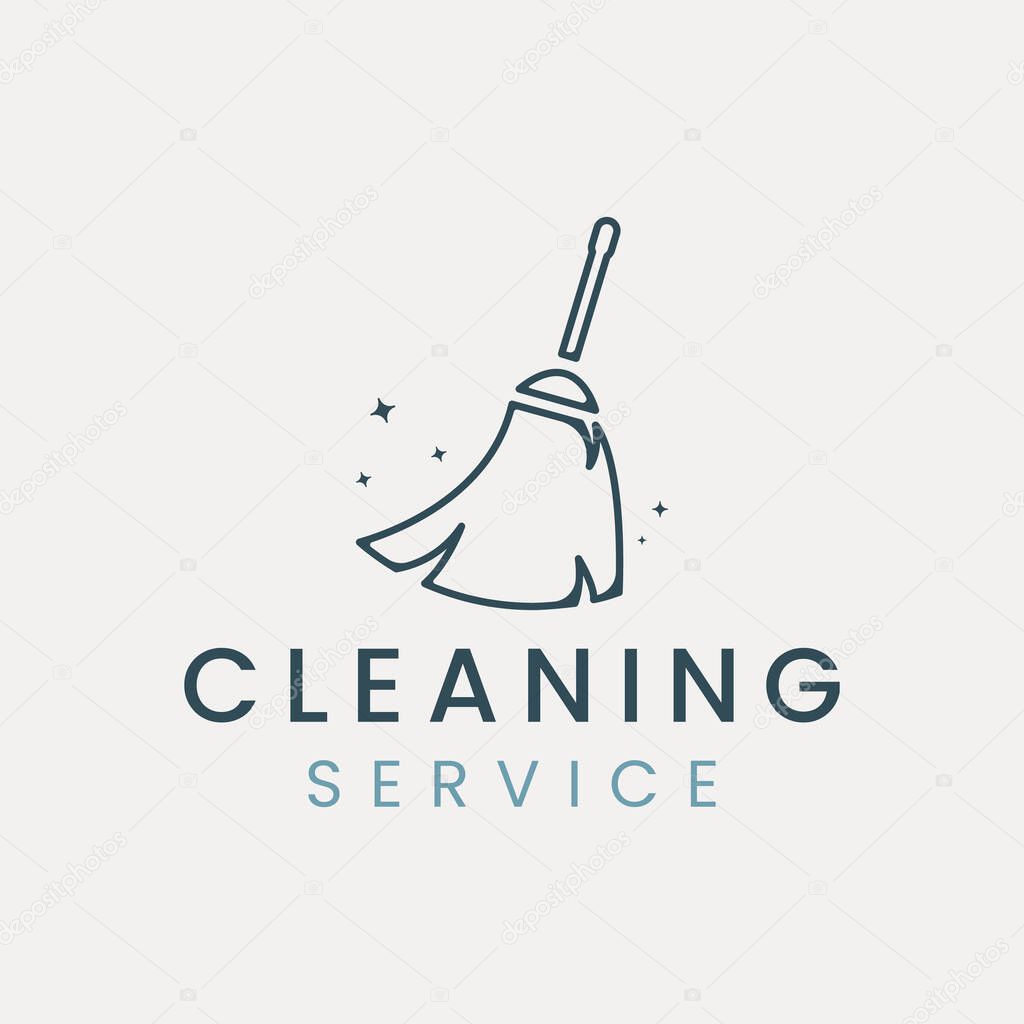 Cleaning service line art logo vector minimalist illustration template design