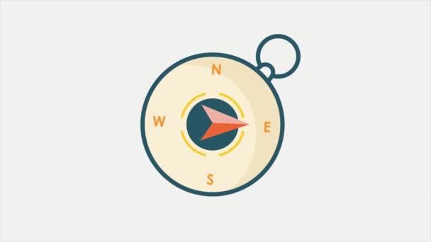 Compass Icon Animation Video Motion Graphic Video Template — Stock Video