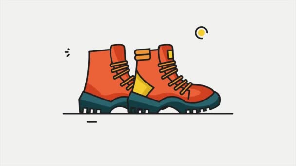 Botas Sapatos Ícone Animação Vídeo Movimento Vídeo Gráfico Modelo — Vídeo de Stock