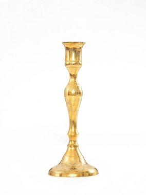 İzole edilmiş Beyaz Arkaplanda Antika Bronz Mum.