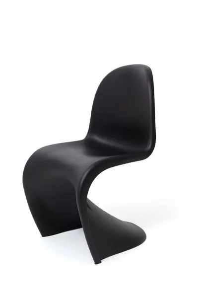 stock image Bar chair plastic Pantone black matte isolated on white background. Curvilinear design that follows the natural curves of the body