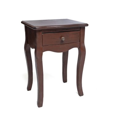 Ahşap kahverengi komodin beyaz arka planda izole edilmiş.. 