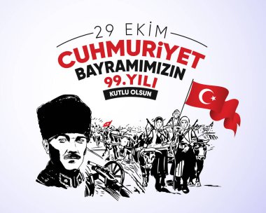 29 Ekim Cumhuriyet Bayrami Kutlu Olsun. Translation: Happy 29th October our Republic Day. clipart