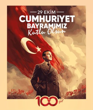 29 Ekim Cumhuriyet Bayram Kutlu Olsun. Tercümesi: 29 Ekim Cumhuriyet Günümüz kutlu olsun. (Ankara, Türkiye)