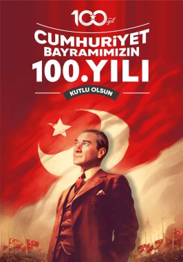 29 Ekim Cumhuriyet Bayram Kutlu Olsun. Tercümesi: 29 Ekim Cumhuriyet Günümüz kutlu olsun. (Ankara, Türkiye)