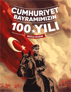 29 Ekim Cumhuriyet Bayram Kutlu Olsun. Tercümesi: 29 Ekim Cumhuriyet Günümüz kutlu olsun. (Ankara, Türkiye)