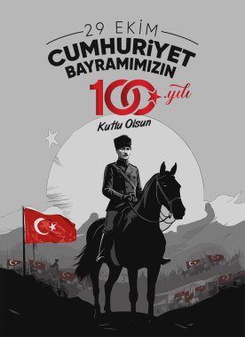 29 Ekim Cumhuriyet Bayram Kutlu Olsun. Tercümesi: 29 Ekim Cumhuriyet Günümüz kutlu olsun. (Ankara, Türkiye)