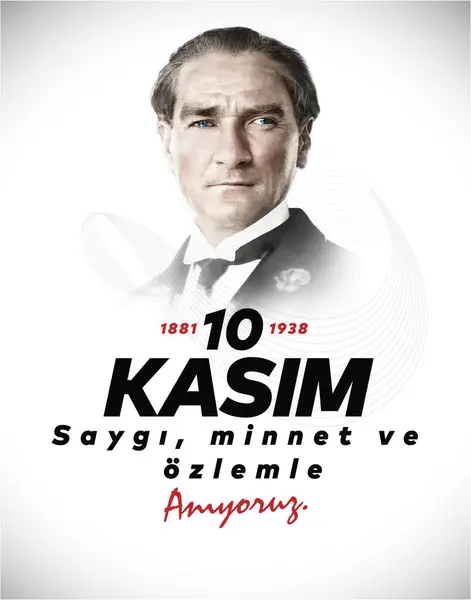 10 Kasim Atatürk Anma Gunu, Saygiyla Aniyoruz. 1881-1938 arası. Çeviri: 10 Kasım Atatürk 'ün ölüm yıl dönümü. 1938-1881.