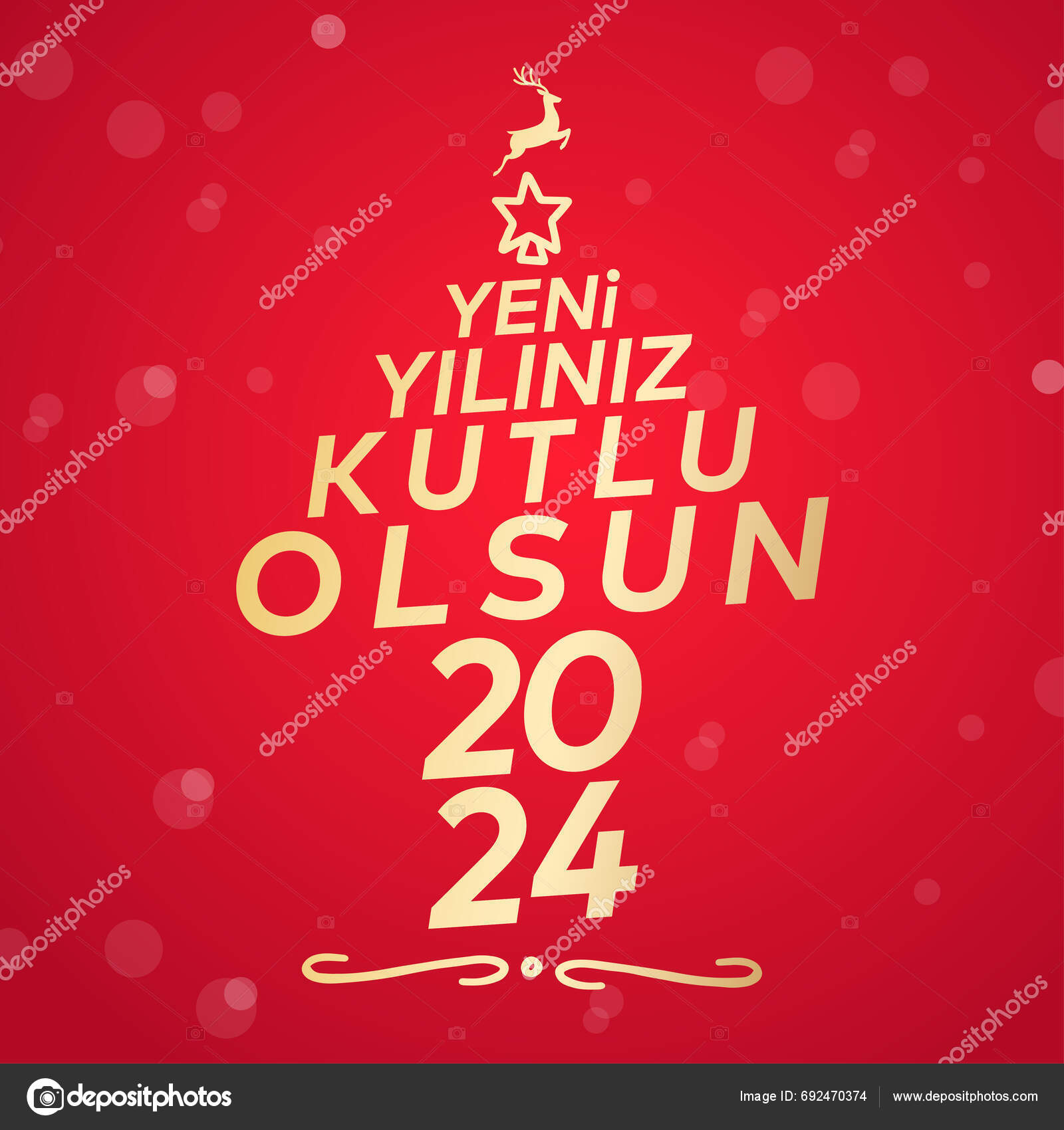 Yeni Yil Mutlu Yillar 2024 2025 Tebrik Karti Translation Merry Stock