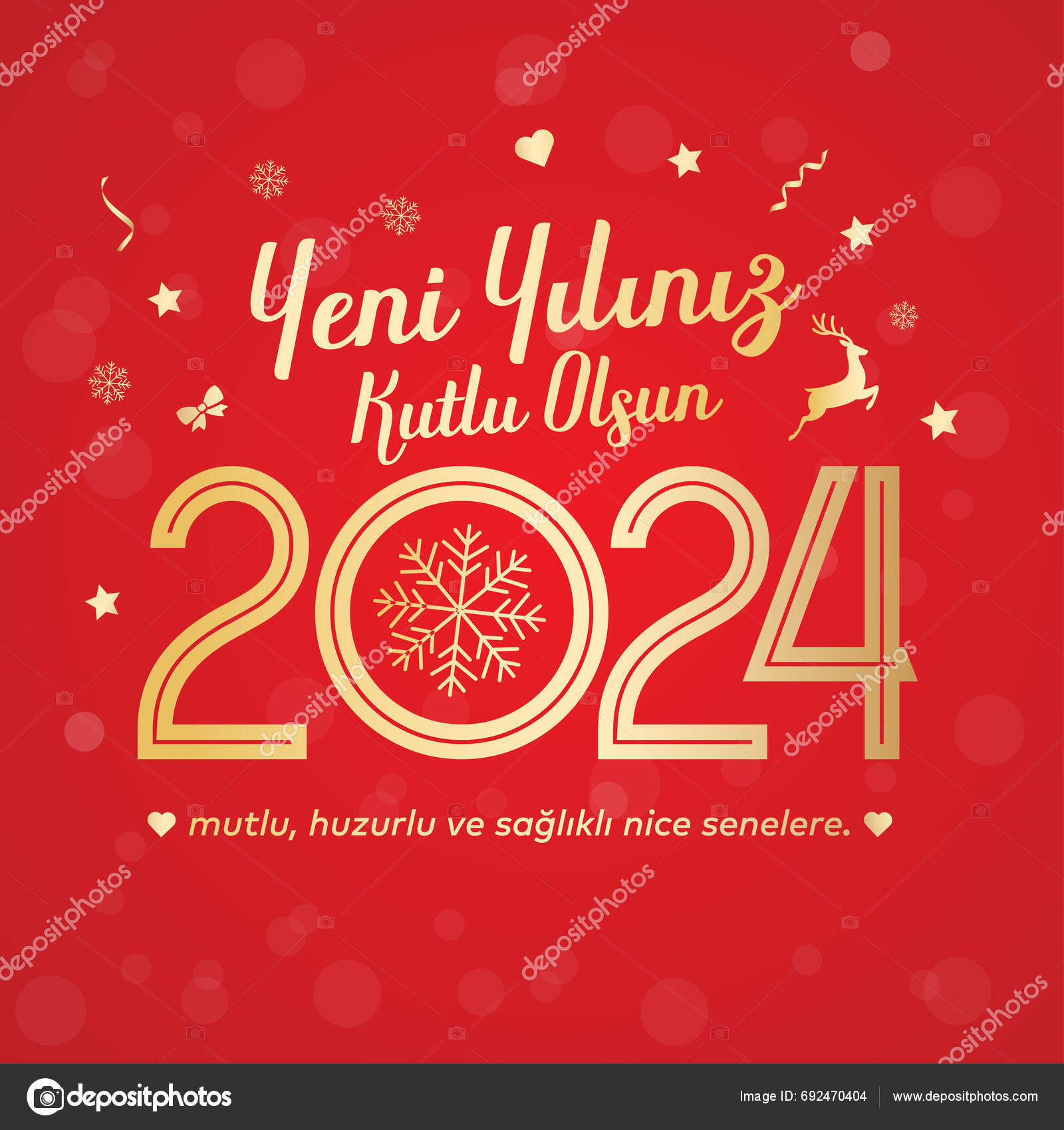 Yeni Yil Mutlu Yillar 2024 2025 Tebrik Karti Translation Merry Stock