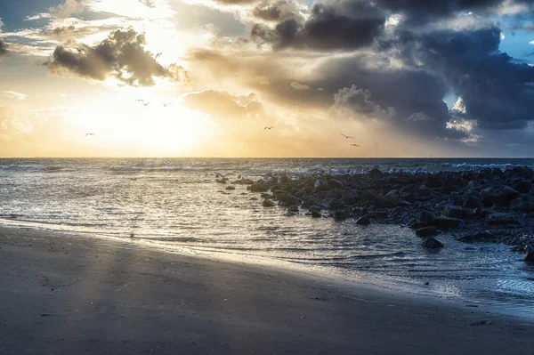 Sunset Beach Ameland Island Netherlands — Stock Photo, Image