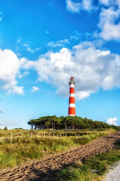 stock image The beautiful lighthouse of Ameland (the Bornrif). Lighthouse Bornrif is an imposing sight on the island of Ameland, The Netherlands
