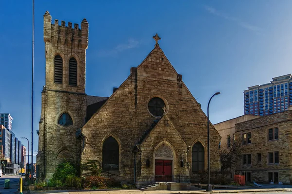 겟세마네 성공회 Gethsemane Episcopal Church 미네소타주 미니애폴리스 시내에 역사적 교회로 — 스톡 사진