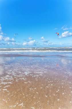 Kite surfers on the water of North Sea, Zandvoort, Netherlands clipart