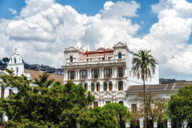 Plaza Grande at historic colonial downtown of Quito, Ecuador. South America.