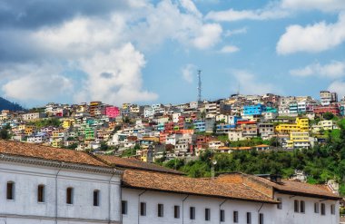 Colorful slums in the old town, Quito Ecuador