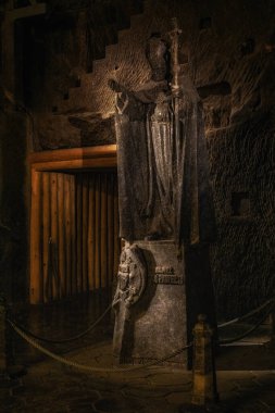 Salt statue of the Pope John Paul II in the St. Kinga's Chapel in the Wieliczka Salt Mine, Krakow, Poland