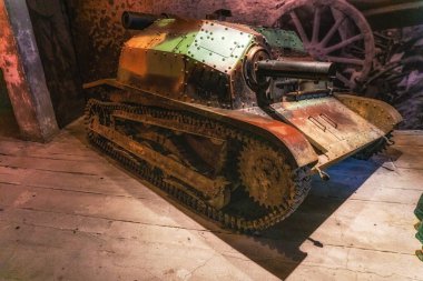 Tankette of world war II in Oskar Schindler's Enamel factory museum, Krakow, Poland