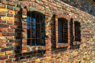 brick wall at the Auschwitz, Birkenau concentration camp, Auschwitz, Poland